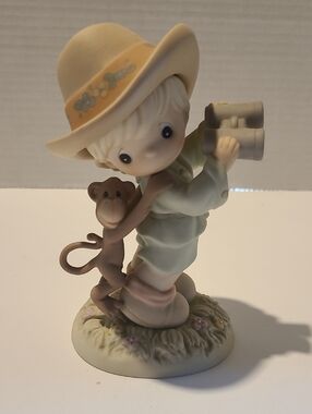 Precious Moments Boy with Monkey Figurine - 1998 Exclusive Event